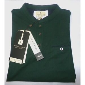 SCOTT JAMES MENS S/S POLO SHIRT~SZ‎ MED~GREEN & NAVY~NWT